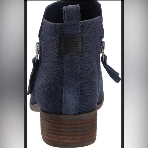 TOMS Women's Dahlia Ankle Boot in Navy Suede/Heritage Canvas - Picture 4 of 6